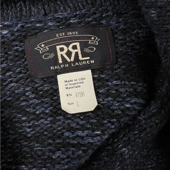RRL double RL made in USA wool cotton shawl collar cardigan - Picture 7 of 9